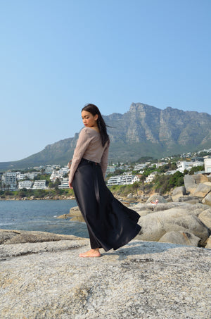 Courtney Wrap Skirt - Black Satin