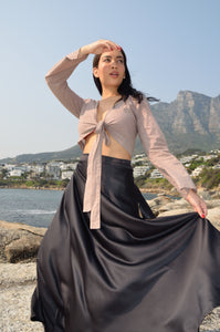 Courtney Wrap Skirt - Black Satin