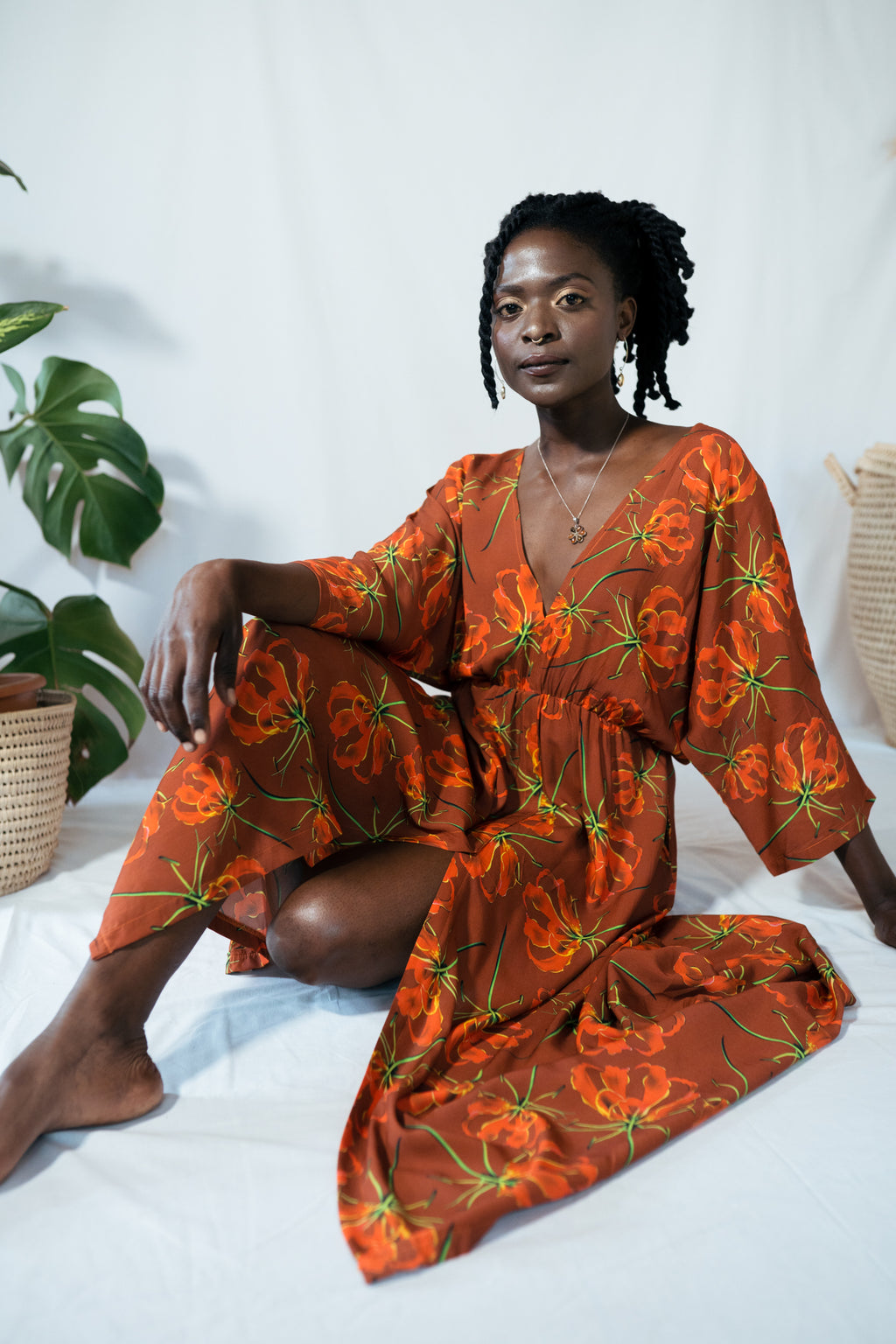 Giorgie Dress- Red Flame Lily