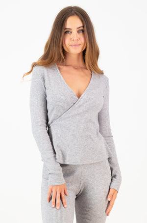 Kaia Bellbottoms- Grey Knit