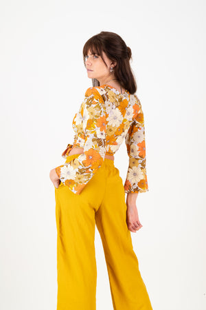 Erica Wrap Top - Orange floral