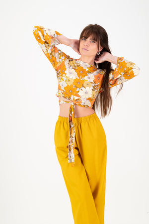 Erica Wrap Top - Orange floral