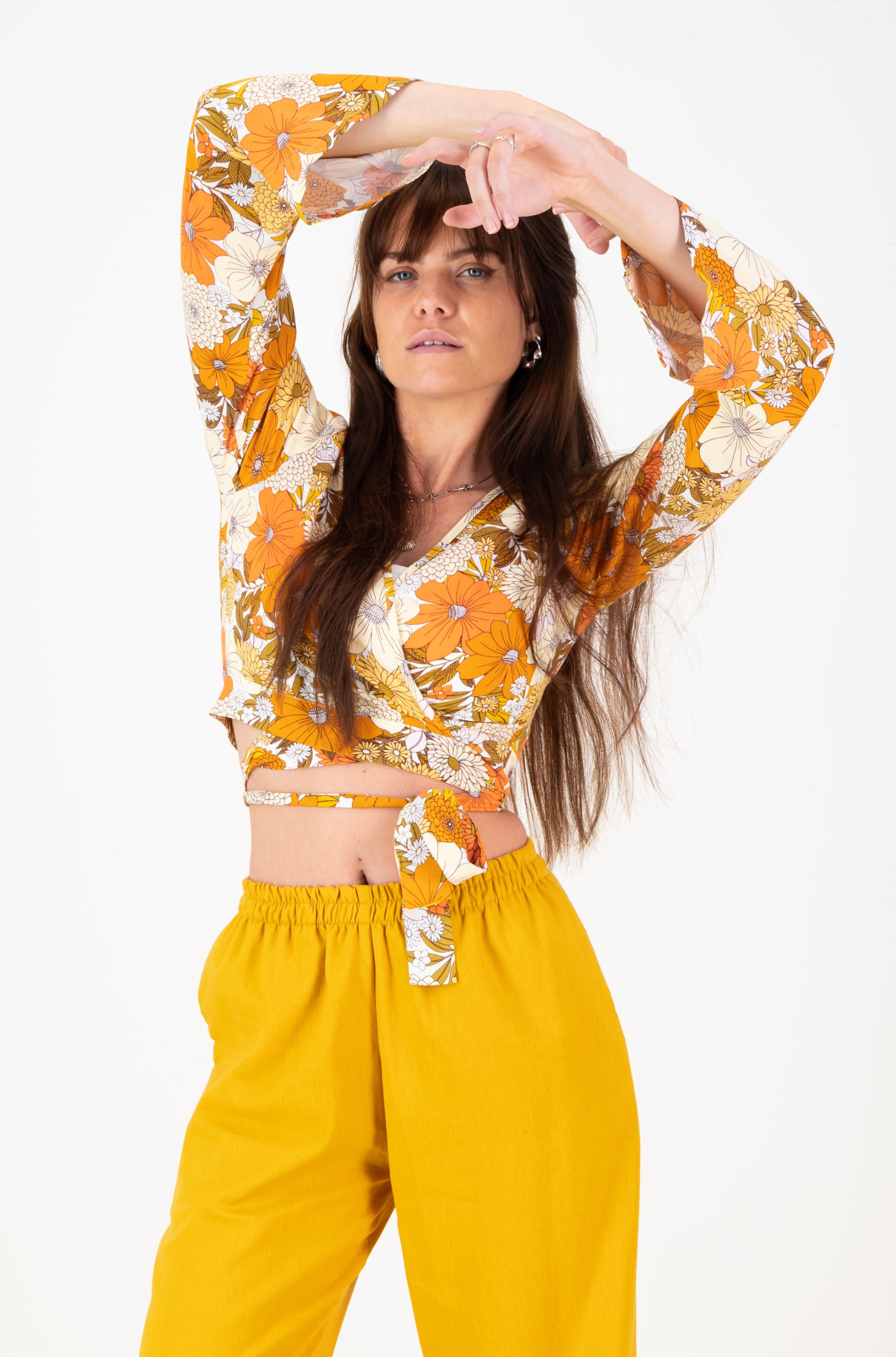 Erica Wrap Top - Orange floral