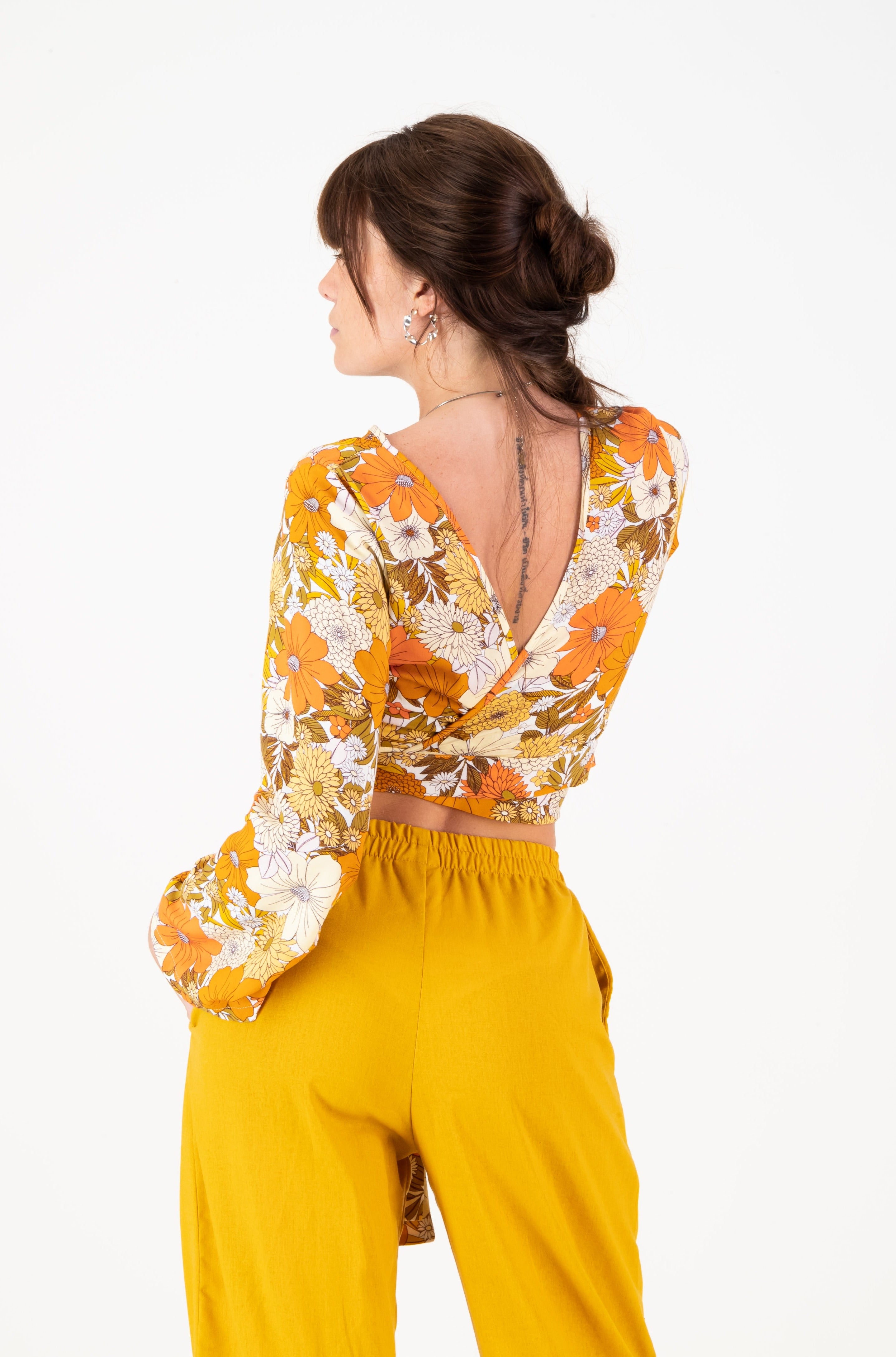 Erica Wrap Top - Orange floral