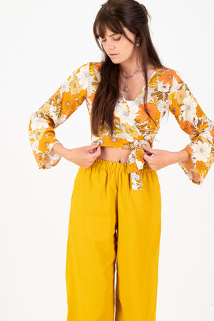 Erica Wrap Top - Orange floral