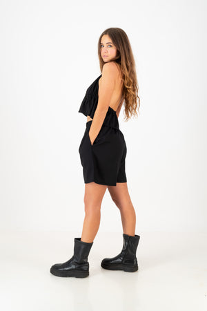 Jemma Halter Neck Top- Black