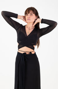 Maia Wrap Cardigan Crop- Black
