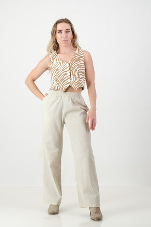 Ava Waist coat - Honey Zebra Linen