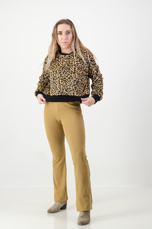 Kaia Bellbottoms- Tan Cotton Rib