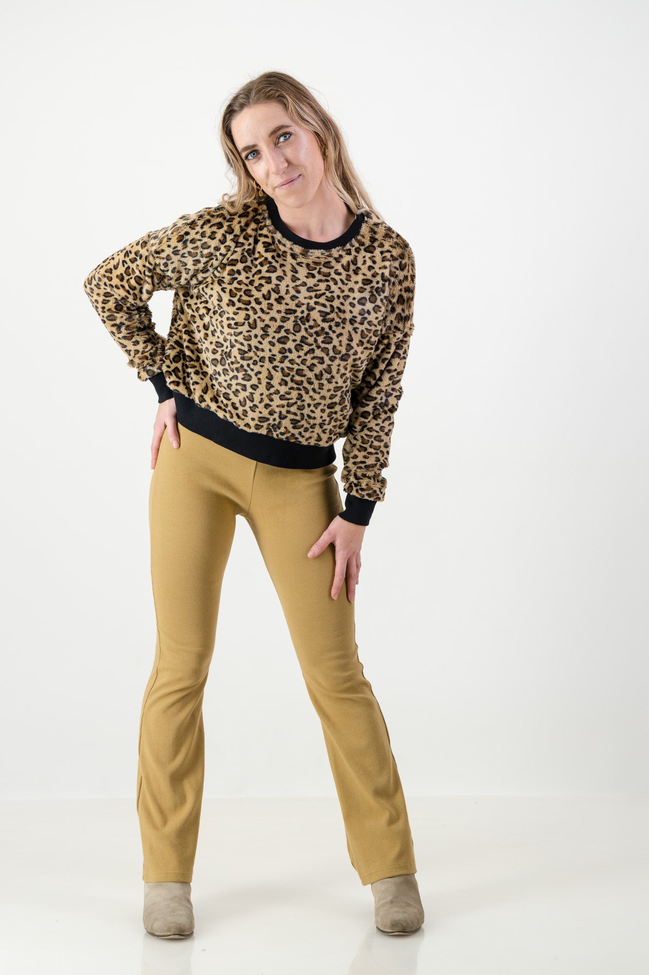 Kaia Bellbottoms- Tan Cotton Rib