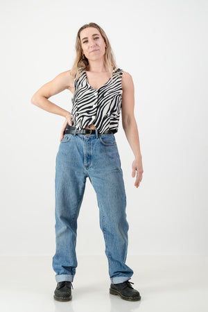 Ava Waist coat - Black Zebra Linen