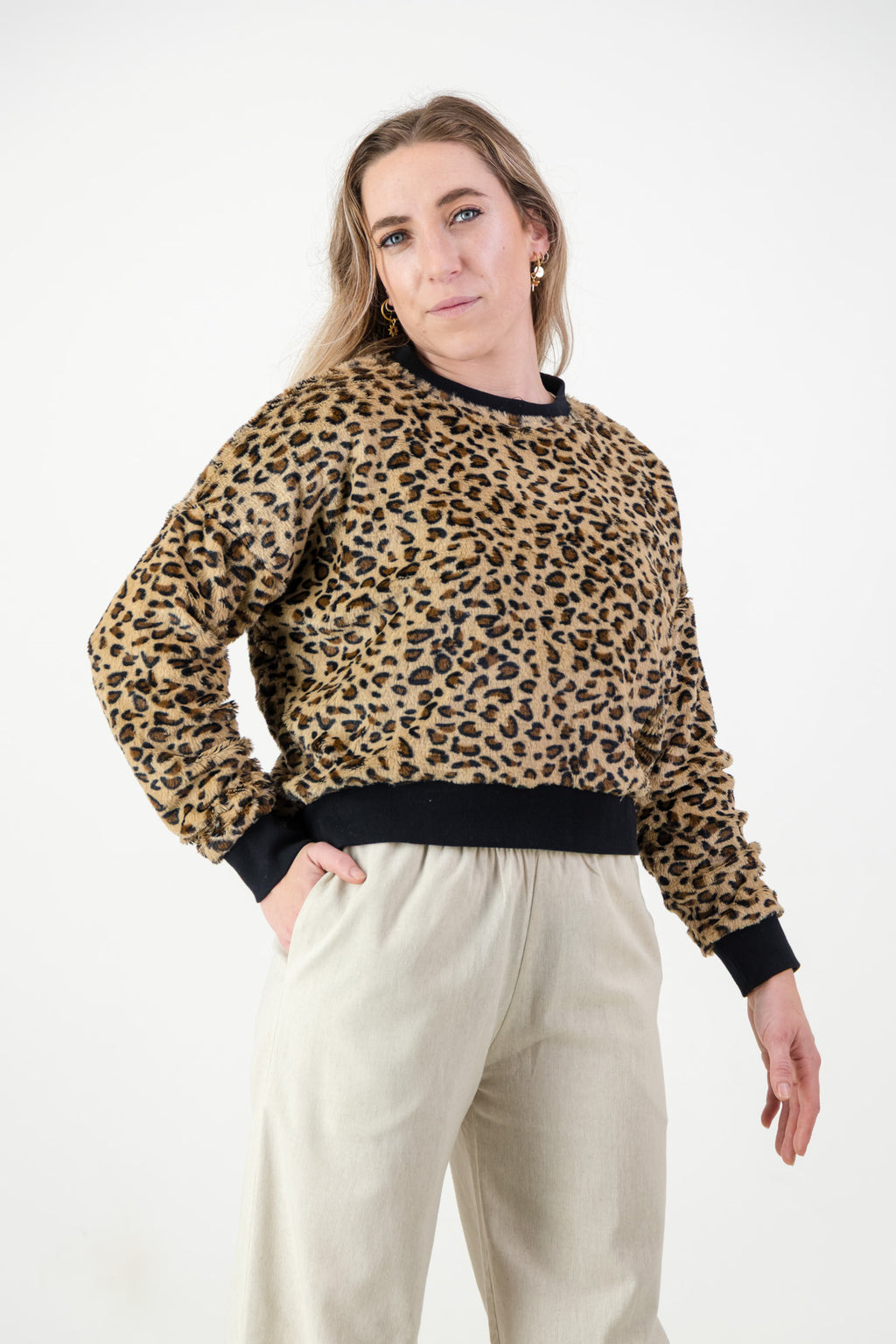 Candice Pullover- Faux Leopard