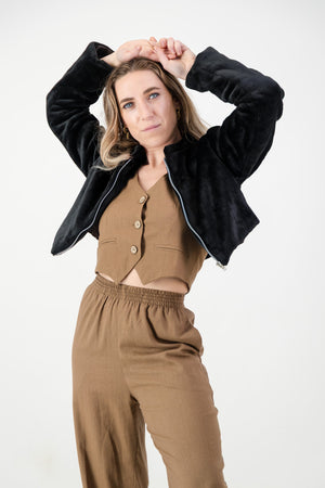 Isabella Jacket- Faux Black