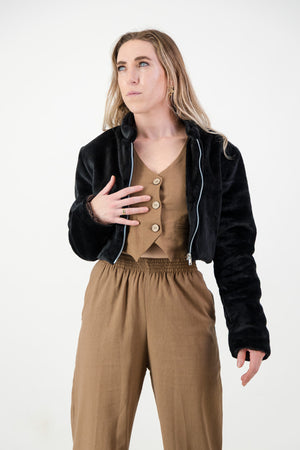 Isabella Jacket- Faux Black