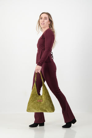 Kaia Bellbottoms- Maroon Cotton Rib