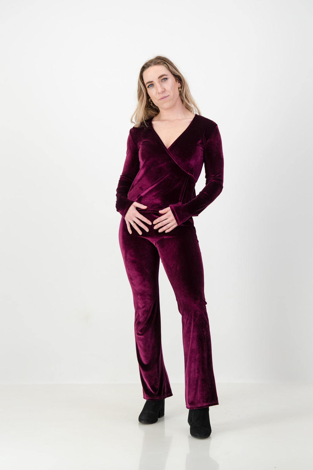 Kaia Bellbottoms- Berry Velvet