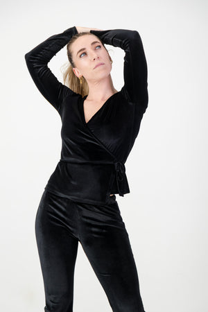 Maia Wrap Cardigan- Black Velvet