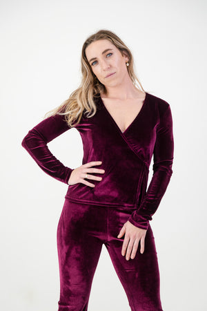 Kaia Bellbottoms- Berry Velvet