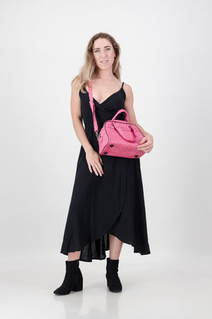 The Sophia-Pink Ostrich Vinyl