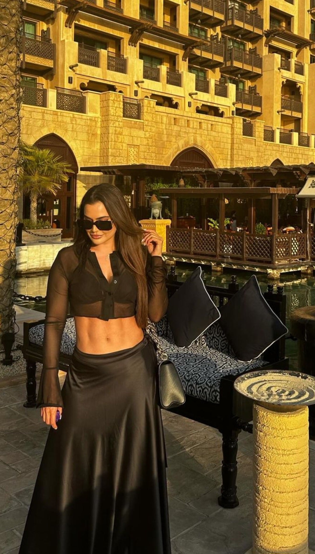Courtney Wrap Skirt - Black Satin