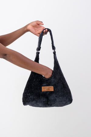 Mini Matilde Bag Black Textured Velvet