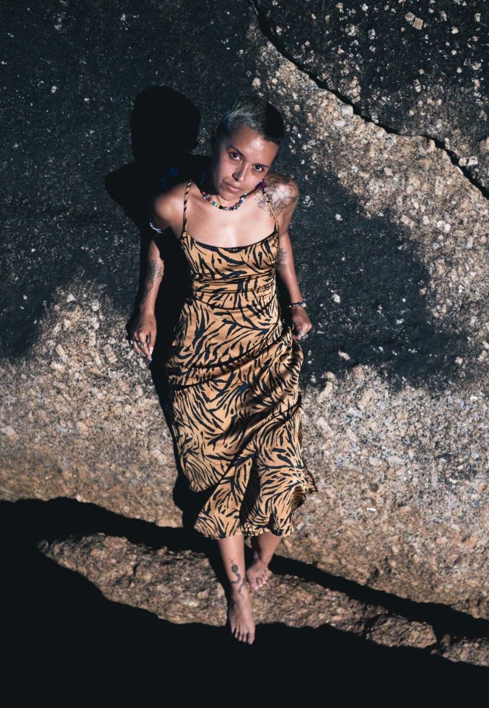 Selene Dress Long- Tiger Gold Satin