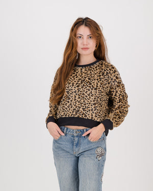 Candice Pullover- Faux Leopard